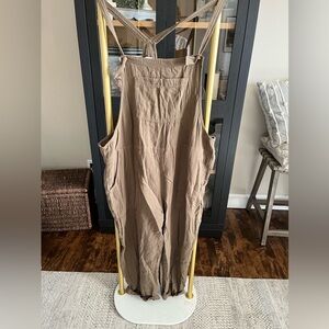 aerie Brown Tan  gauze cotton Overalls